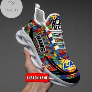 Personalized Los Angeles Rams Autism NFL Yeezy Sneakers Max Soul Shoes